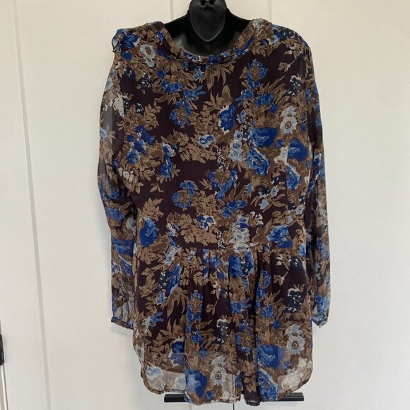 Coldwater Creek Floral Print Tunic Blouse Long Sleeve Shirt Plus Size 1X - Picture 6 of 9